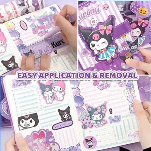 HASTHIP® Kuromi Cute Stationery Gift Box for Girls 6-12 Includes Leather Diary Stickers Tape Pen Ruler More Perfect School Supplies Birthday Gifts 2 PCS
