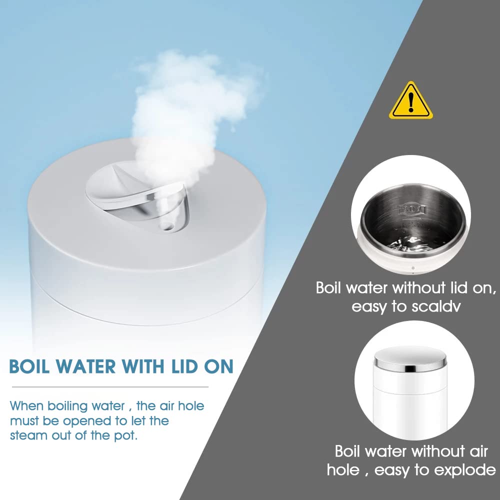HASTHIP Electric Kettle for Car 0.4 Litre Portable Electric Water Bottle for Hot Water Kettle 300W Electric Tea Kettle Mug Multipurpose Food Grade Fast Boil with Keep Warm & Auto Shut Off for Travel