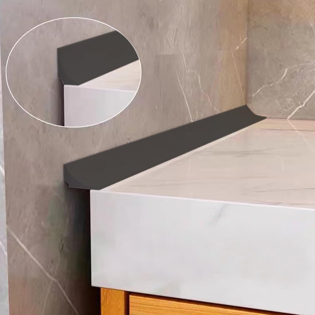 HASTHIP 39 inches Water Stopper Strip Silicone Curved Edge Water Guard Blocker with 1 Waterproof Glue, Self-Adhesive Silicone Shower Splash Guard for Kitchen Countertop Sink, Cooktop, Bathroom Tub