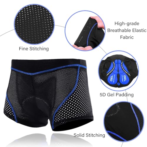 Proberos Men's Cycling Shorts 3D Padded Cycling Pants for Men High Stretchy Sport Pants Breathable Quick Dry Cycling Pants Outdoor Shorts Pants (Size, XL)