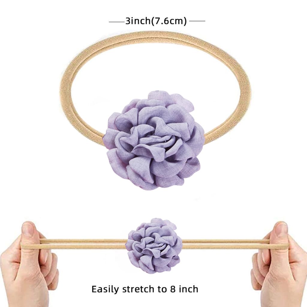 PALAY 10Pcs Flower Headband for Baby Girl Soft Elastic Hair Bands for Babies Handmade Cute Floral New Born Baby Hair Band for Baby Girls Toddler Infant Newborn Shower Gift