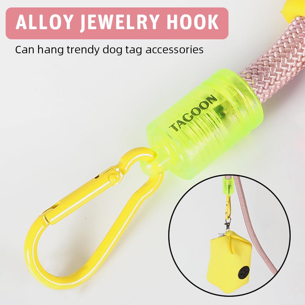 Qpets 5ft Dog Leash with 360 Degree Swiveling Alloy Attachment Buckle Nylon Woven Dog Leash No Pull Dog Leash with Soft Padded Handle & Extra Attaching Carabiner, Pink
