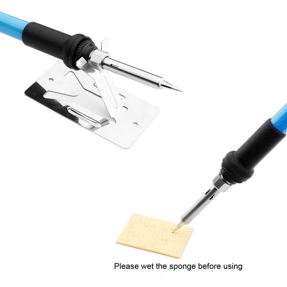 Serplex Soldering Iron Kit, 110V 60W Adjustable Temperature Soldering Kit Electric Soldering Kit Set Welding Tools with 5pcs Different Tips, Stand, Tweezers, Sponge, Flux Pen, Soldering Wire (11Pcs)