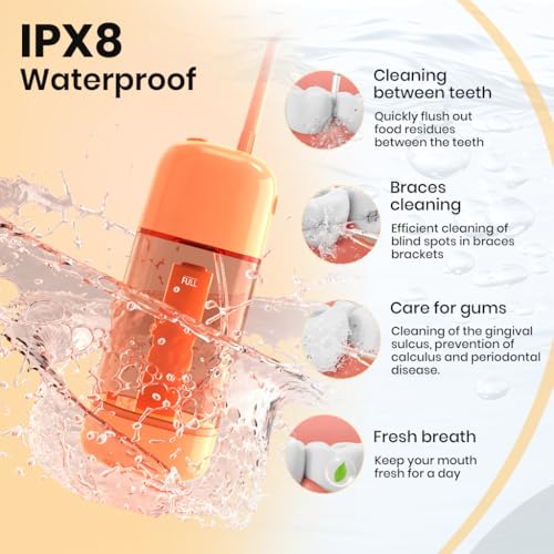 HANNEA® Water Dental Flosser for Teeth Non-Electric Air Pressure Floss Manual Portable Travel 90ml Oral Irrigator for Kids Adults 2PCS