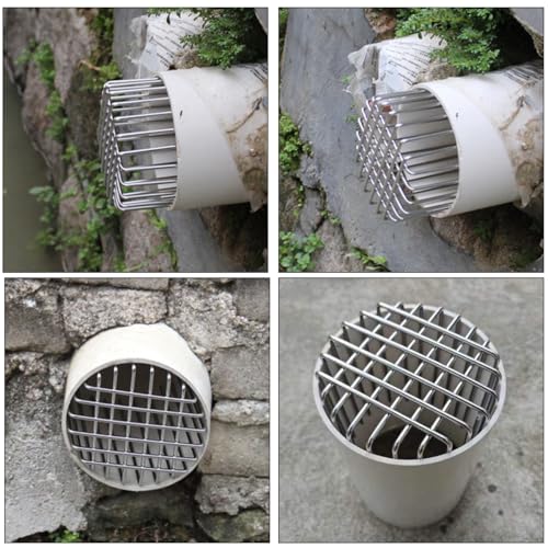 HASTHIP® Drain Pipe Rat Stopper - Rust-Resistant Metal Wire Grid Drain Outlet Stopper for 75-75mm Diameter, Prevents Clogs & Rodent Entry-Metallic