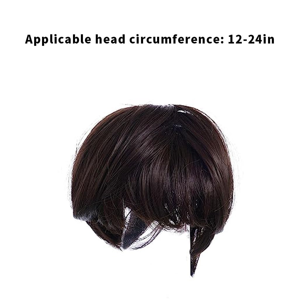 Qpets Funny Dog Wig with Adjustable Chin Strap Pet Funny Wig for Halloween, Festival, Party Straight Brown Hairpiece for Dog Party Dress Up for Dog