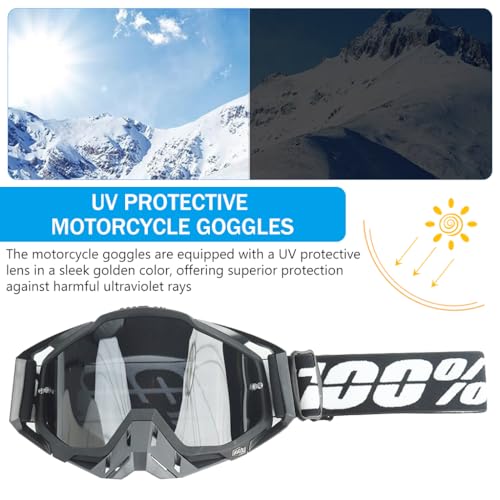Proberos® Motorcycle Goggle 100 Dirt Bike ATV Glasses UV Protection Windproof Tainted Anti-Glare Anti-Fog Riding Motocross Comfortable Foam Padding Adjustable Headband Black 3 PCS
