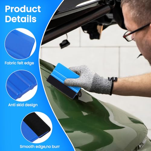 STHIRA® 30PCS 4-Inch Squeegee for Vinyl Wrap with Felt Edge for Car Window Tint Paint Protection Film Wallpaper Application Durable Scraper Kit Bubble-Free Scratch-Free Finish