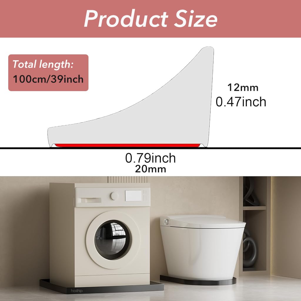 HASTHIP 39 Inches Shower Threshold Water Dam Flexible Shower Water Guard Blocker Self-Adhesive Silicone Shower Water Dam Shower Splash Guard for Kitchen Countertop Sink, Cooktop, Bathroom Tub
