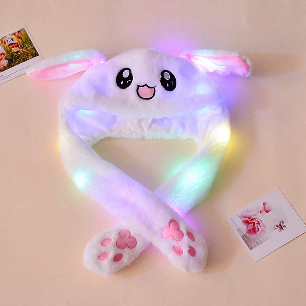 PATPAT Glowing Cute Plush Bunny Cap, Rabbit Hat with Moving Ear Bunny Hat Cap for Kids,Birthday Gift