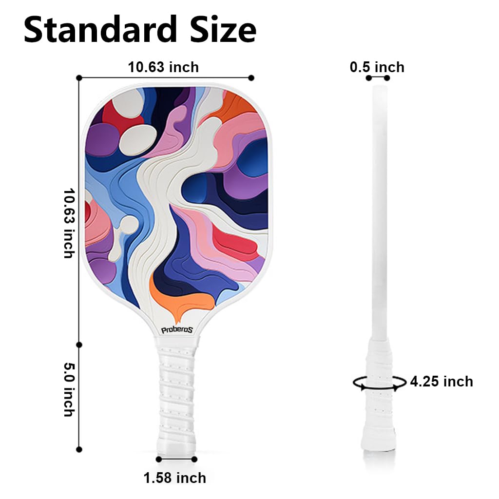 Proberos Pickleball Paddles, Paddles with Polypropylene Honeycomb Core, Ultralight Racquet Corksheet Core Wide Body and Sweat Absorbent Grip, Pickleball Racket With 4 Balls & Storage Bag
