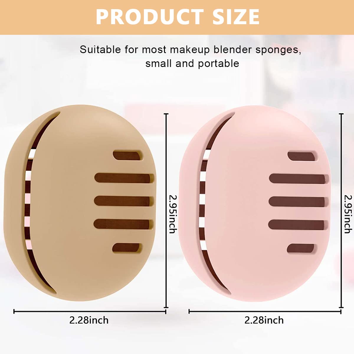 MAYCREATE Makeup Sponge Holder 2pcs Set, Breathable Silicone Beauty Blender Holder Eco-Friendly Blender Sponge Travel Case Shatterproof Storage Rack (Grey+Pink)
