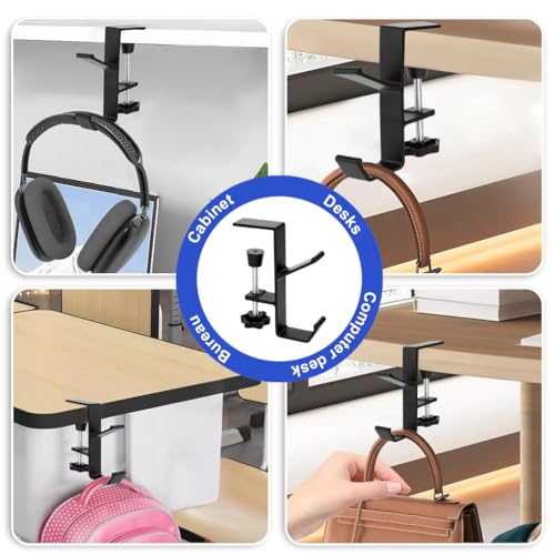 ZORBES Headphone Stand Headset Holder Adhesive Gaming Headphone Hanger Hook Desk Mount for Most Headphone, Aluminum Alloy Headphone Stand for Desk, Headset Mount for PC Headsets, Purse Handbag