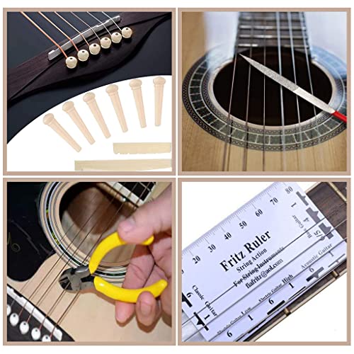 Serplex® 78PCS Guitar Repair Tool Kit Maintenance with Wire Plier String Organizer Fingerboard Protector Hex Wrenches Files Action Ruler for Electric Ukulele Bass Banjo