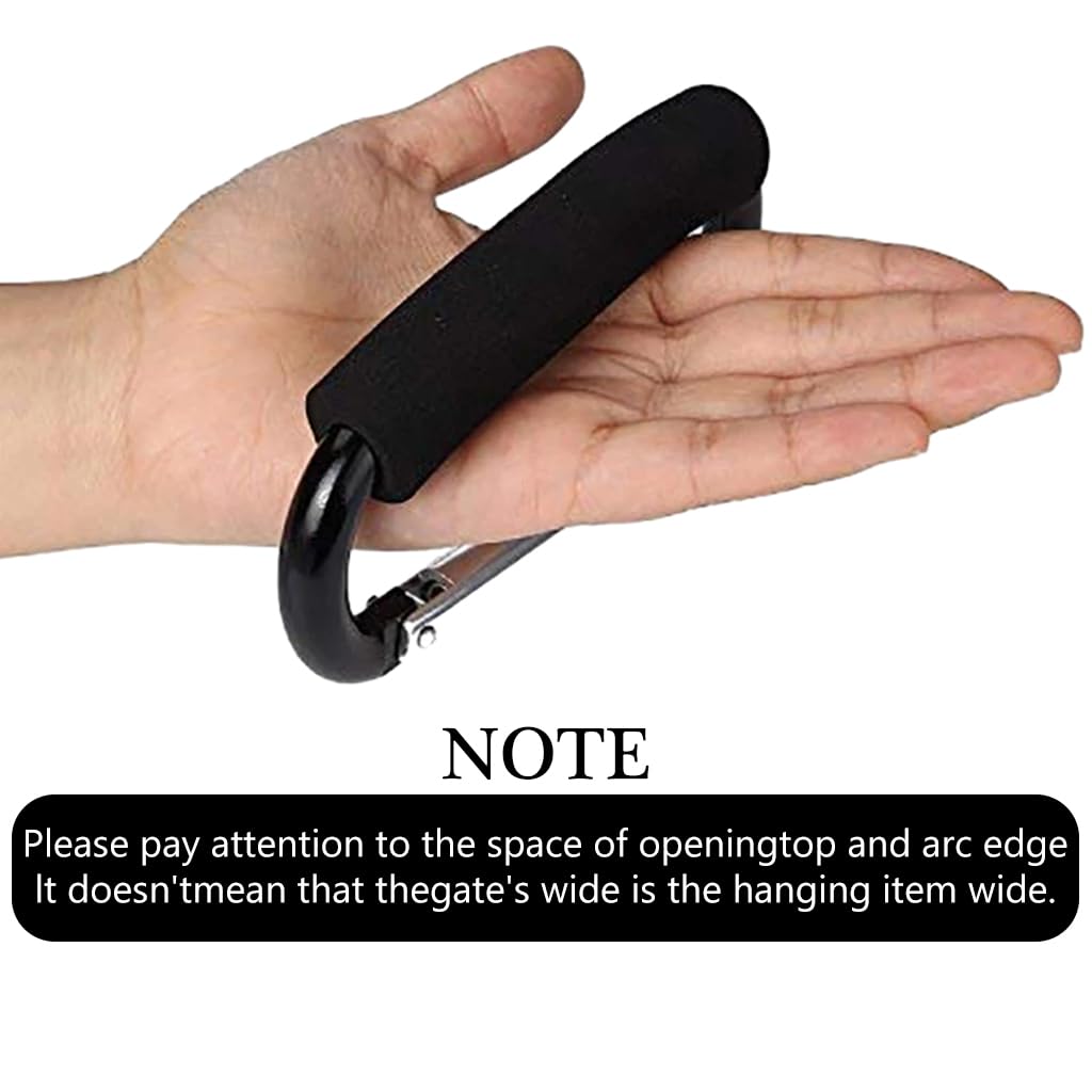SNOWIE SOFT® Baby Stroller Hooks for Diaper Bags, Mommy Hook Stroller Clips Accessories Large Carabiner Hook Clips, Multipurpose Carabiner for Bag Lifting, Labor Saving Stroller Attachment, 5.5