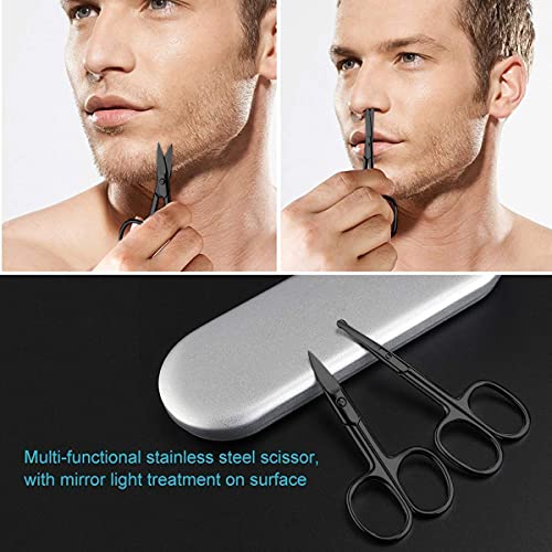 MAYCREATE Nose Scissors Beard For Men Mustache Eyebrow Trimmer Stainless Steel Set with Storage Box