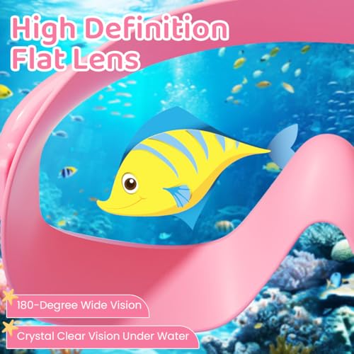 Proberos® Swimming Goggles for Kids with Swim Cap Ear Plugs Big Frame Leakproof Children Professional Anti Fog UV Protection Girls Age 4-16 2PCS