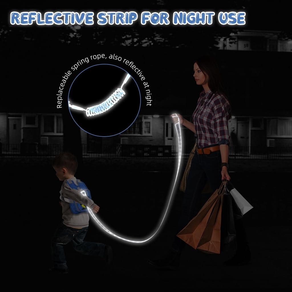 SNOWIE SOFT Toddler Leash and Harness Cartoon Backpack Style Toddlers Safety Harness with Anti Lost Wrist Link & Reflective Leash Outdoor Strolling Toddler Harness Baby Walking Support Harness