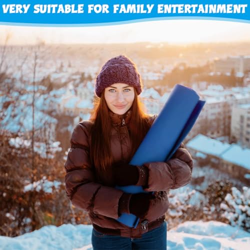 Proberos Snow Sled Mat for Kids & Adults 101x44cm Flexible Flyer with Handle, Flying Carpet Lightweight Roll Up Snow Sled Portable Rolling Snow Slider, Blue