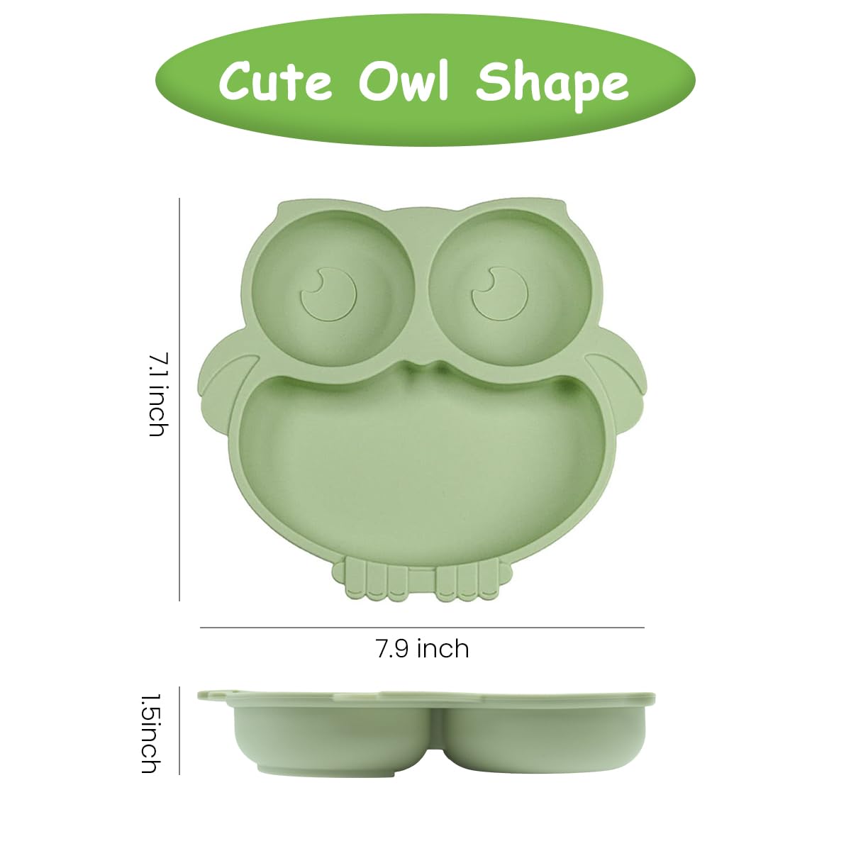 SNOWIE SOFT Baby Suction Plates for Baby Feeding with 4 Strong Suction Cups, Silicone Toddler Plates with Deep Divided for Kids to Feed Themselves, Dish Washer & Micro-Wave Oven Safe