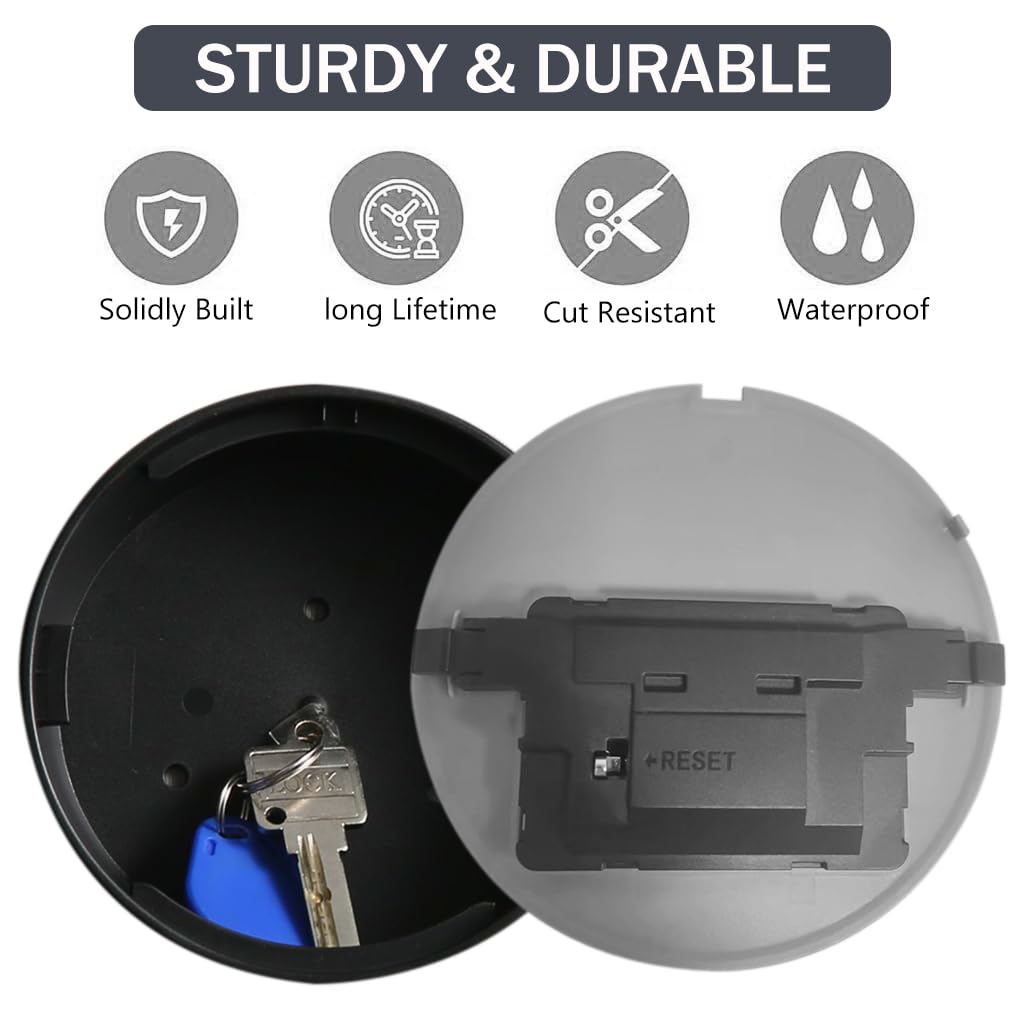 HASTHIP Key Box Safety 4-Digital Combination Lock 4 Inches Round Safe Key Organizer Box with Combination Lock Robust PVC Key Lock Box Wall Mounted Keys Box with Installation Tools