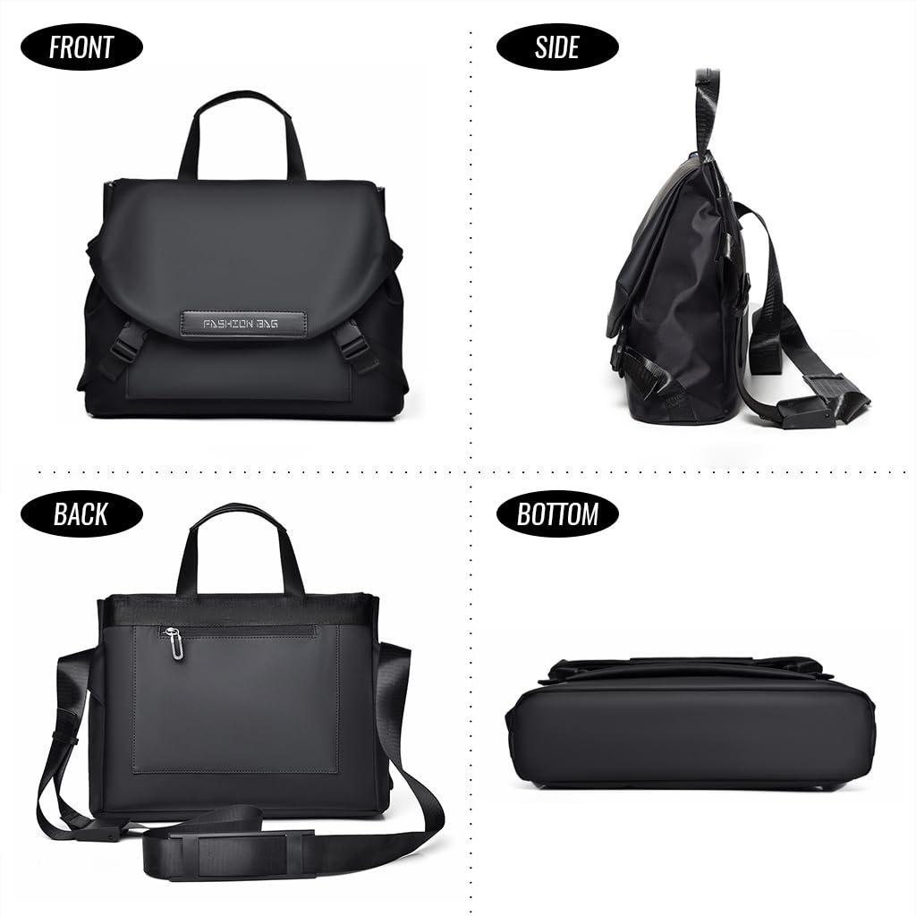 GUSTAVE Fashion Satchel Bag for Men Waterproof Polyester Crossbody Bag with Handle Multi Layer Travel Shoulder Bag Tote Bag for Men Lightweight Messenger Bag Casual Bag Day Bag, 32x25cm