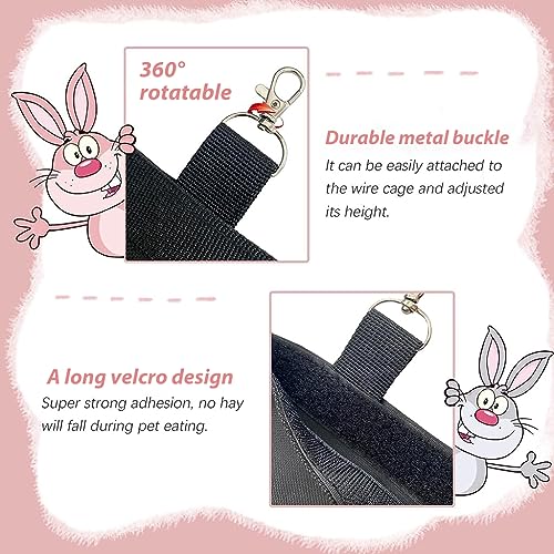 Qpets Rabbit Hay Feeder Bag, Hanging Hay Bag Feeding Bag Hey Storage Bag 600D Oxford Cloth Feeder Bag Feeding Bag with 2 Feeding Holes Small Pet Feeding Bag for Rabbit Guinea Pig Chinchilla