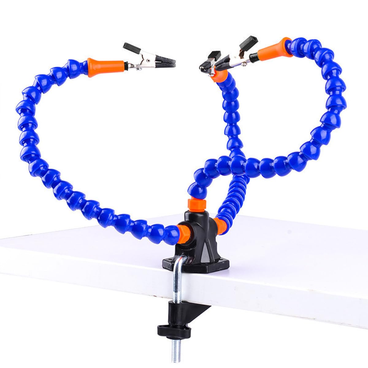 Serplex Soldering Helping Hands Clamp, Third Hand Soldering Tool with 3 Flexible Alligator Clip Arms, PCB Third Hand Holder Soldering Station Vise Table Clamp PCB Holder for Electronics Repair