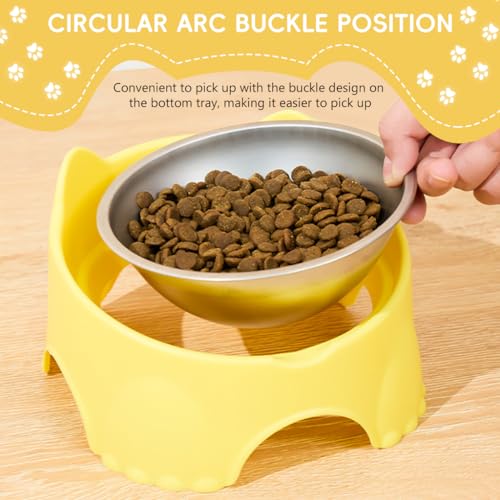 Qpets Elevated Cat Feeding Bowl, Cat Bowl Pet Food Bowl Wall Self Adhesive | Detachable | Stainless Steel Dog Bowl Dry & Wet Food Bowl for Cats Dogs