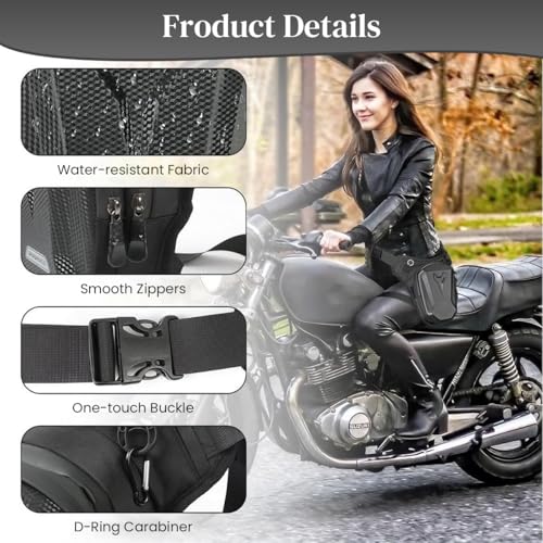 STHIRA® Motorcycle Waist Drop Leg Bag Waterproof Hard Shell Storage Double Layer Zippered Waist 3PCS