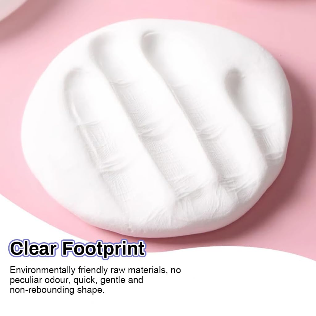 PATPAT Baby Clay Footprint & Hand Print Kit Golden Paints Baby Hand & Foot Clay Kit with Photo Frame & Accessories Newborn Handprint and Footprint Clay Kit, Baby Shower Gift for Girls (Pink)