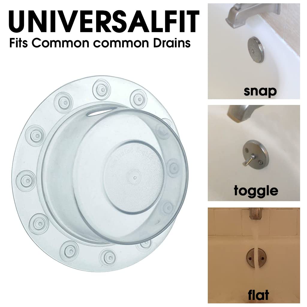 HASTHIP Overflow Drain Cover for Tub, Drain Block, Water Stopper Plug, Bath Essentials for Women, Suction Cup Seal, Best Gifts for Mom, Spa & Bath Accessories, 4 Diameter, Clear