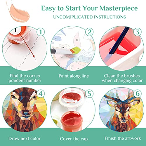 HASTHIP® DIY Oil Painting Acrylic Figures Paint by Number Adult with 3X Magnifier Card Printed Multicolor 3 PCS