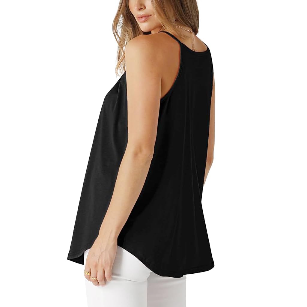 PALAY Summer Tank Top for Women Pleated Spaghetti Strap Camisole Loose Fit Casual Sleeveless Flowy Basic Casual Sleeveless Tops, M
