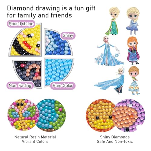 PATPAT 2Pcs DIY Diamond Painting Kit Bookmarks Keychain, Diamond Painting Charm for Crystal Paint Art & Craft Kit, Backpack Hanging Pendant Bookmark Diamond Art Kits for Kids, Adults Birthday Gifts