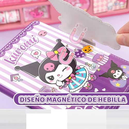 HASTHIP® Kuromi Cute Stationery Gift Box for Girls 6-12 Includes Leather Diary Stickers Tape Pen Ruler More Perfect School Supplies Birthday Gifts 2 PCS