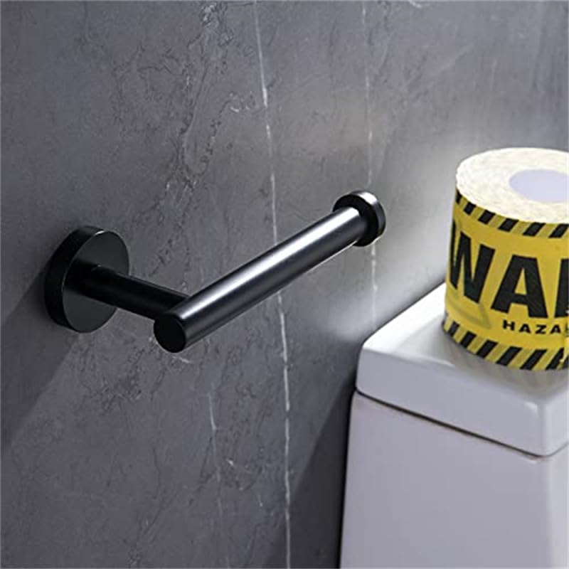 HASTHIP Tissue Paper Holder Self-Adhesive, Premium Thicken SUS304 Stainless Steel Rustproof Adhesive Toilet Roll Holder no Drilling for Bathroom, Kitchen, Washroom (1 Pack, Matte Black)