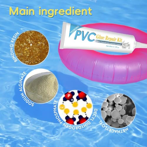 HASTHIP® Waterproof PVC Repair Glue Kit 60ml with 10 Clear Patches for Pool Floats Loungers Water Rings Rafts 3PCS