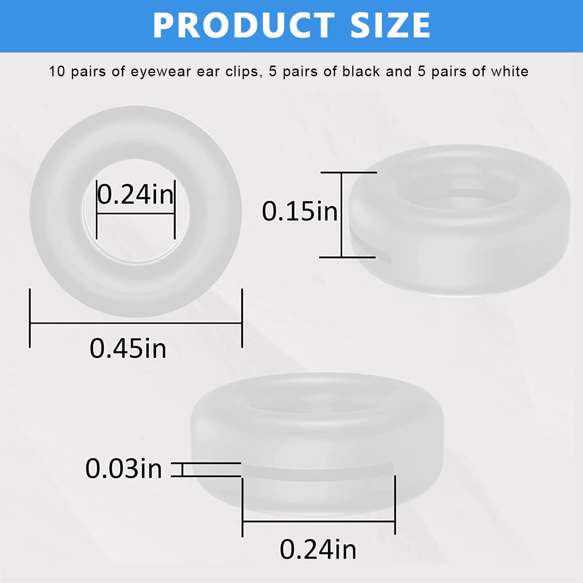 HASTHIP 10 Pairs Glasses Ear Grip Silicone Eyeglasses Temple Tip Sleeve Retainer Holder, Comfort Anti-Slip Glasses Retainers for Spectacle Sunglasses Reading Eyewear (Black+Clear)