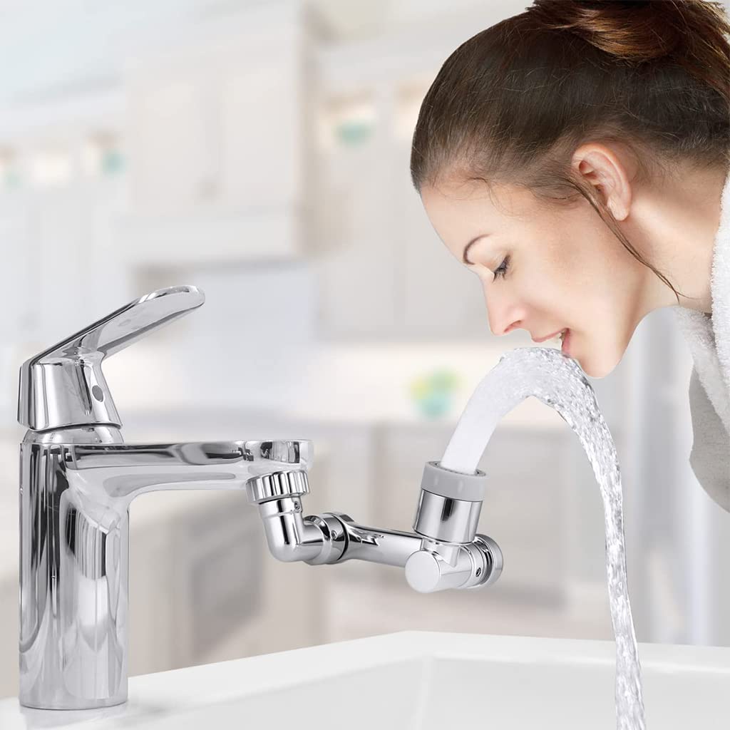 HASTHIP Swivel Faucet Extender, 1080° Rotatable Multifunctional Extension Faucet, Universal Sink Water Aerator, 2 Mode Splash Nozzle Filter Extension, Can Be Used for Bathroom Sink, Kitchen Sink