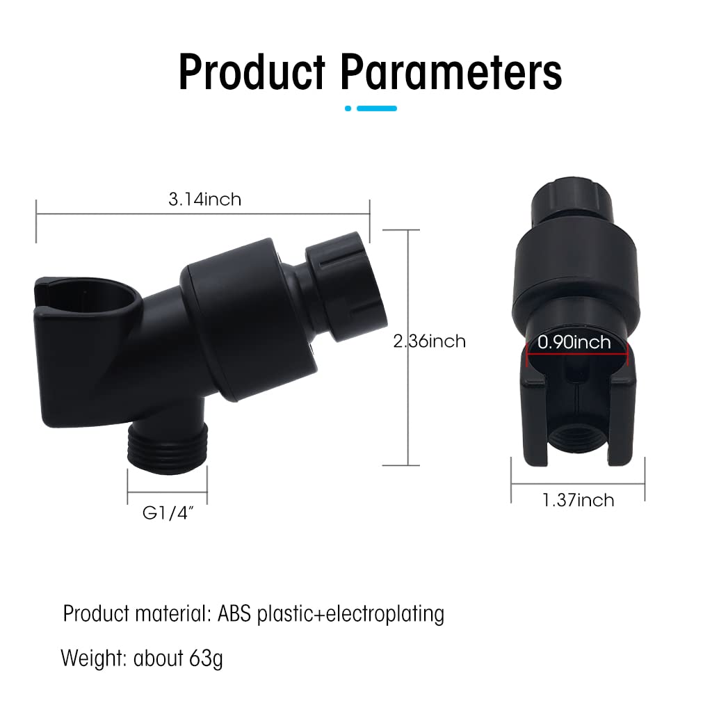 HASTHIP Hand Shower Holder for Bathroom Shower System 360° Rotatable Wall Mount Shower Bracket System Adapter Connector, Black