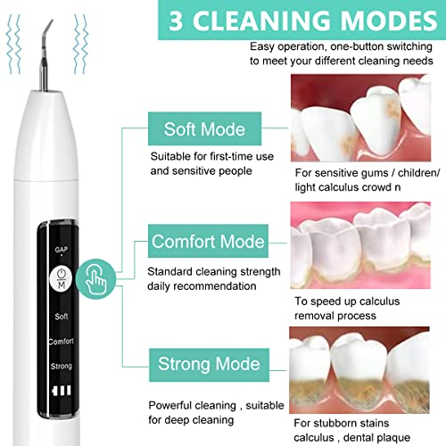 HANNEA Ultrasonic Plaque Remover Electric Plaque Remover with 480P Camera, 3 Working Modes, Cordless Electric Plaque Remover with 2 Bits and Oral Mirror, Remove Teeth Stain Tartar Plaque Calculus