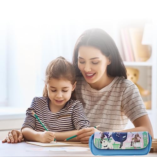 FANCYKU Spy x Family Pencil Case, Anime Pencil Pouch, Cartoon Prints Pen Pouch, Large Capacity PU Pencil Bag Stationery Organizer, Students Gift Children's Day Gift School Gift