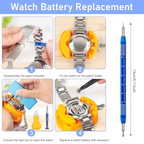 Serplex® Watch Repair Kit Screwdriver Set for Battery Replacement Strap Adjustment Back Case Opening Multipurpose Essential Tools with Tool Bags 3PCS