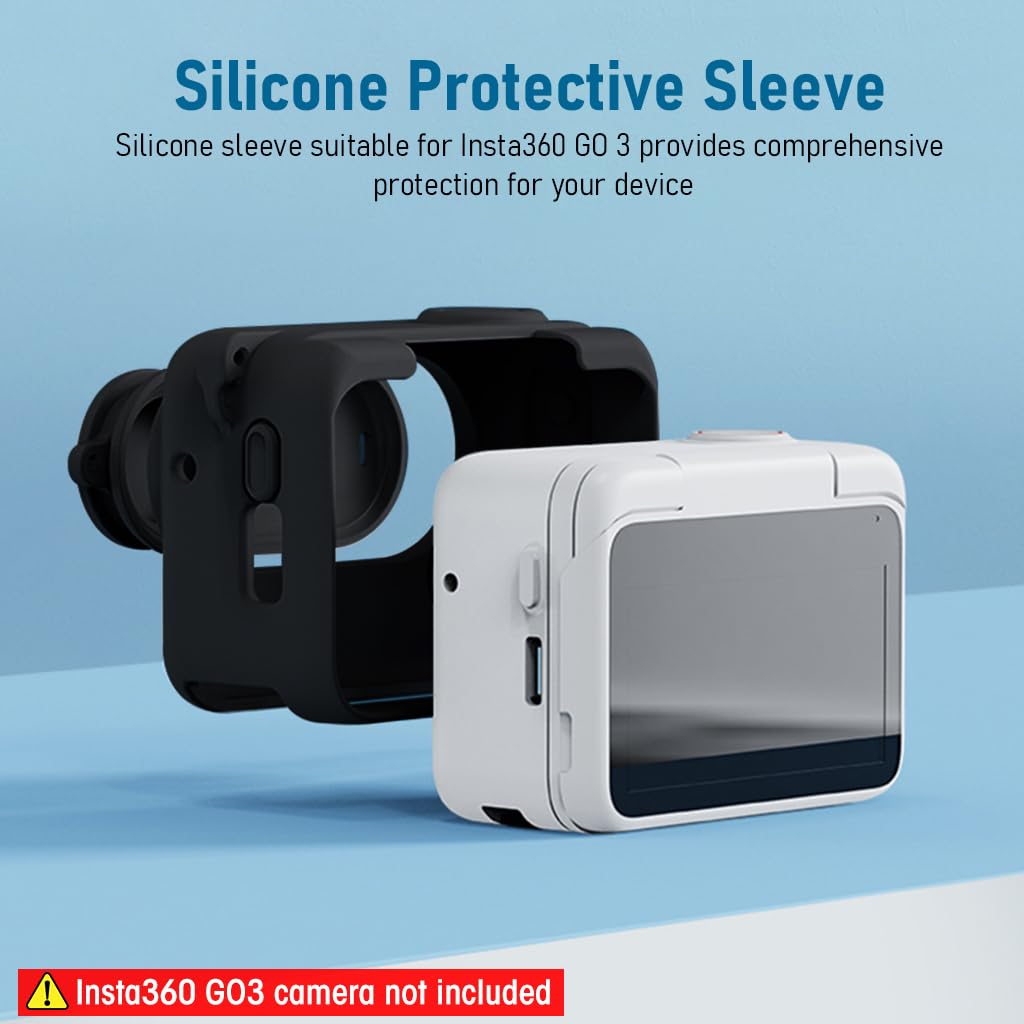 ZORBES Silicone Protective Case Cover for Insta360 GO 3 with Separate Camera Lens Cover, Anti-Scratch Protective Cover Silicone Cover for Insta360 GO 3 Action Camera with Lanyard