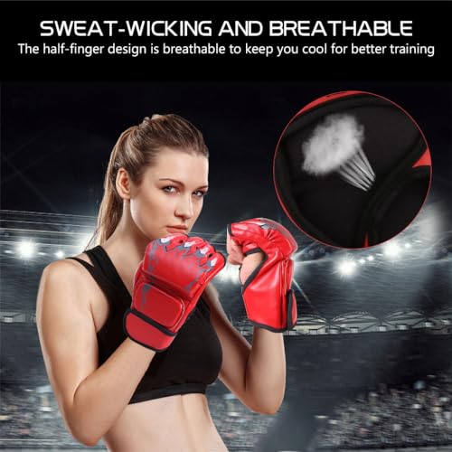 Proberos Boxing Gloves, MMA Gloves with Adjustable Wristband, Training Boxing Gloves, Pu Boxing Gloves for Men & Women with Moulded Foam Padding, Sweat Wicking Lining