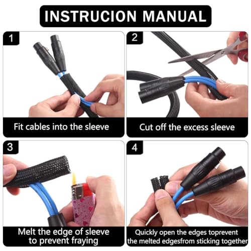 Supvox® 6.6ft Cable Protector Wire Loom Tubing Sleeve Split Sleeving for USB Power Cord Audio Video Jacket Protect Mouse Cat from Chewing Cords Black 2PCS