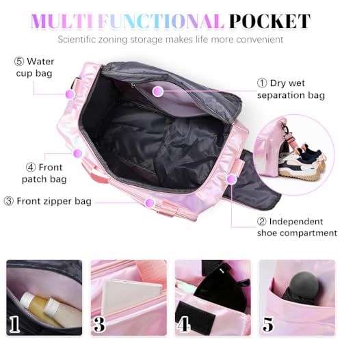 PALAY Gym Bag Women Fashion Duffle Bag with with Shoe Compartment Multifunctional Shoulder Bag with Removable Shoulder Strap Travel Day Pack Crossbody Bag for Gym, Travel