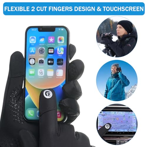 Proberos® Anti-Slip Thermal Riding Gloves for Bikers 10C Windproof Winter Plush Liner Touchscreen Fingertips Unisex Cycling Fishing Hand Zipper Pouch M 3PCS