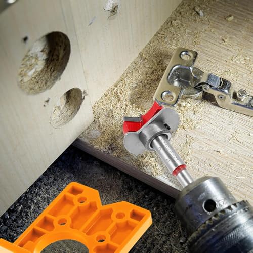 Serplex® 2PCS 35mm Hinge Drilling Jig Set, Accurate Concealed Hinge Hole Cutter Guide Kit, Heavy Duty Positioner, V-Locator Alignment Tool, Easy Drill for Wood Door, Cupboard, Furniture